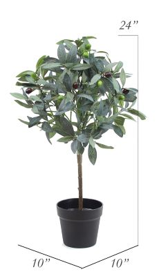 Image showing  24 in. Artificial Green Olive Tree in a Black Matte Planter Pot