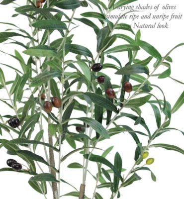 Image showing  36 in. Artificial Green Olive Tree in a Black Matte Planter Pot