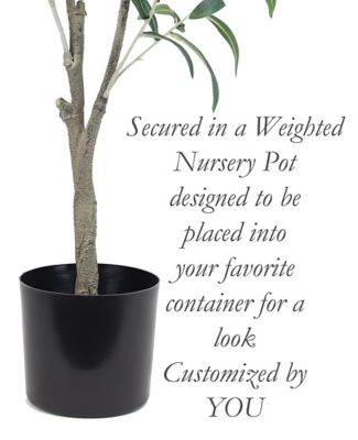 Image showing  36 in. Artificial Green Olive Tree in a Black Matte Planter Pot
