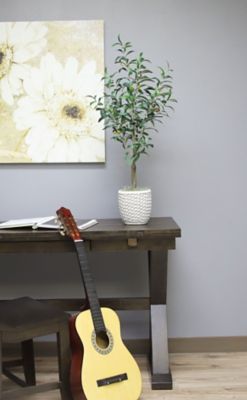 Image showing  36 in. Artificial Green Olive Tree in a Black Matte Planter Pot