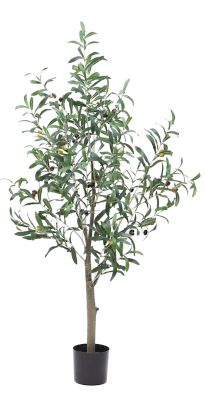 The Mod Greenhouse 48 in. Artificial Green Olive Tree in a Black Matte Planter Pot