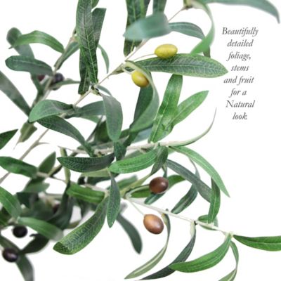 Image showing  48 in. Artificial Green Olive Tree in a Black Matte Planter Pot