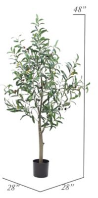 Image showing  48 in. Artificial Green Olive Tree in a Black Matte Planter Pot