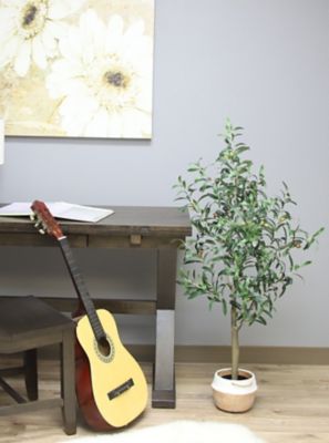 Image showing  48 in. Artificial Green Olive Tree in a Black Matte Planter Pot