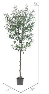 Image showing  72 in. Artificial Green Olive Tree in a Black Matte Planter Pot