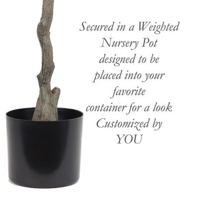 Image showing  72 in. Artificial Green Olive Tree in a Black Matte Planter Pot