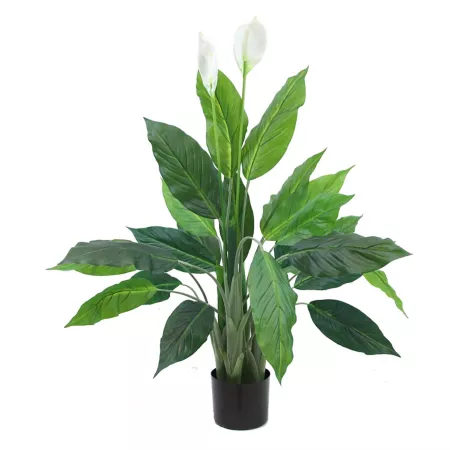 The Mod Greenhouse 40" Artificial Green Peace Lily Spathiphyllum Plant in Matte Black Planter Artificial Plants & Flowers