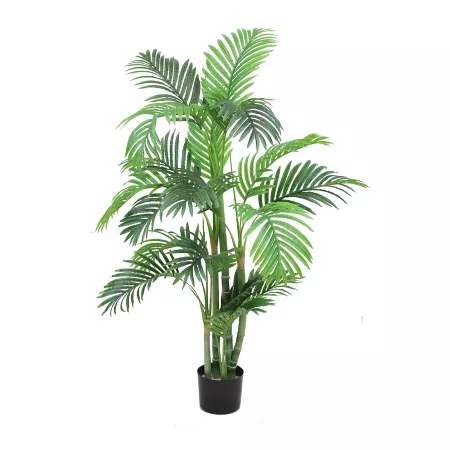 The Mod Greenhouse 51" Artificial Gold Palm Tree in Matte Black Planter Artificial Plants & Flowers