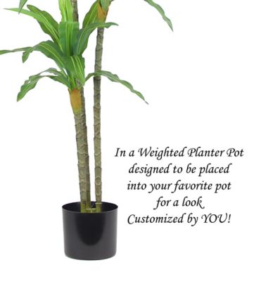 Image showing  48 in. Artificial Variegated Dracaena Plant in Black Matte Planter Pot