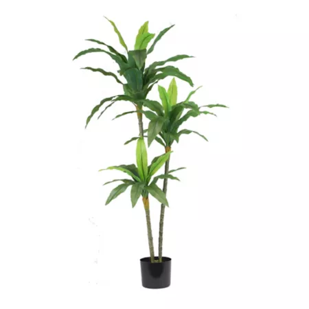 The Mod Greenhouse 48" Artificial Green Dracaena Plant in Matte Black Planter Artificial Plants & Flowers