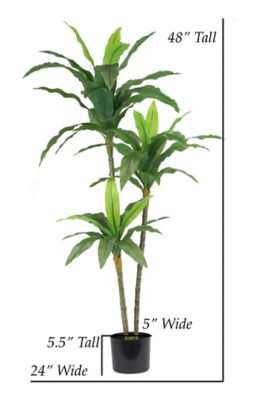 Image showing 2 th The Mod Greenhouse 48 in. Artificial Green Dracaena Plant in Black Matte Planter Pot