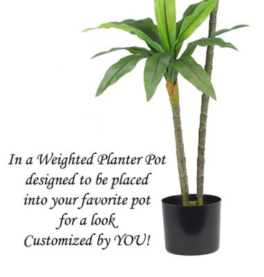 Image showing 3 th The Mod Greenhouse 48 in. Artificial Green Dracaena Plant in Black Matte Planter Pot