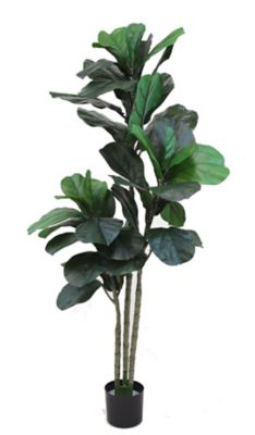 The Mod Greenhouse 48 in. Artificial Fiddle Leaf Tree in Black Matte Planter Pot