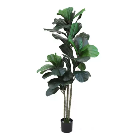 The Mod Greenhouse 48" Artificial Fiddle Leaf Tree in Matte Black Planter Artificial Plants & Flowers