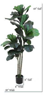 Image showing  48 in. Artificial Fiddle Leaf Tree in Black Matte Planter Pot