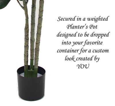 Image showing  48 in. Artificial Fiddle Leaf Tree in Black Matte Planter Pot