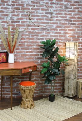 Image showing  48 in. Artificial Fiddle Leaf Tree in Black Matte Planter Pot