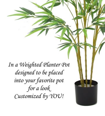 Image showing  48 in. Artificial Real Touch Bamboo Tree in Black Matte Planter Pot