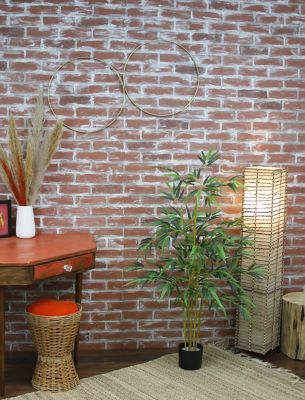 Image showing  48 in. Artificial Real Touch Bamboo Tree in Black Matte Planter Pot