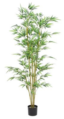 The Mod Greenhouse 60 in. Artificial Real Touch Bamboo Tree in Black Matte Planter Pot