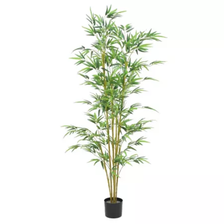 The Mod Greenhouse 60" Real Touch Artificial Bamboo in Matte Black Planter Artificial Plants & Flowers