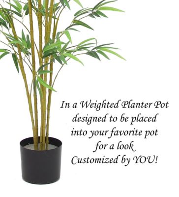Image showing  60 in. Artificial Real Touch Bamboo Tree in Black Matte Planter Pot