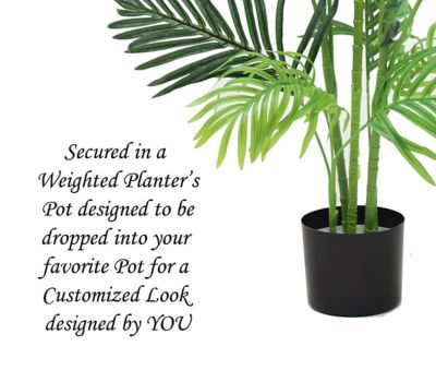 Image showing  48 in. Areca Palm Tree in Black Matte Planter Pot