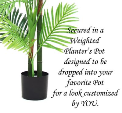 Image showing  59 in. Areca Palm Tree in Black Matte Planter Pot