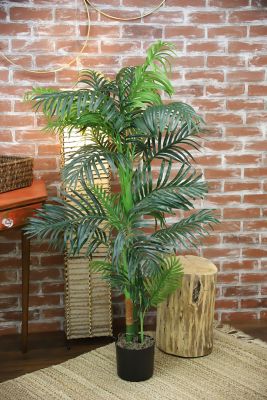 Image showing  59 in. Areca Palm Tree in Black Matte Planter Pot