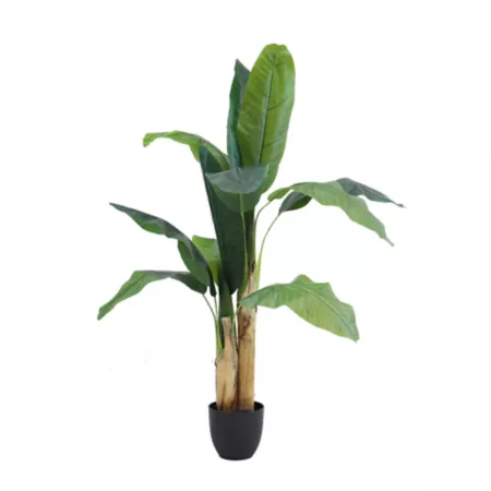 The Mod Greenhouse 48" Artificial Green Banana Plant in Contemporary 6.5" Matte Black Pot (13 Leaves) Artificial Plants & Flowers