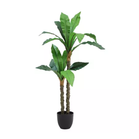 The Mod Greenhouse 49" Unvariegated Artificial Green Dracaena Tree in 6.5" Contemporary Matte Black Pot Artificial Plants & Flowers