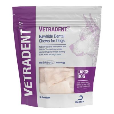 Dechra VETRADENT Beef Rawhide Dental Chews for Dogs, Large, 30 ct.