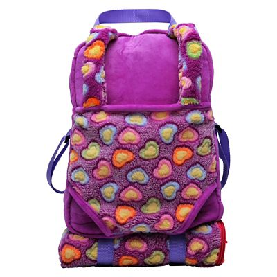 The Queen's Treasures Doll Carrier Backpack and Sleeping Bag for 18 in. Dolls, Purple Hearts