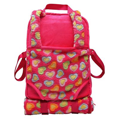 The Queen's Treasures Doll Carrier Backpack and Sleeping Bag for 18 in. Dolls, Pink Hearts