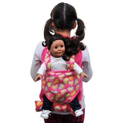 Image showing  Doll Carrier Backpack and Sleeping Bag for 18 in. Dolls, Pink Hearts