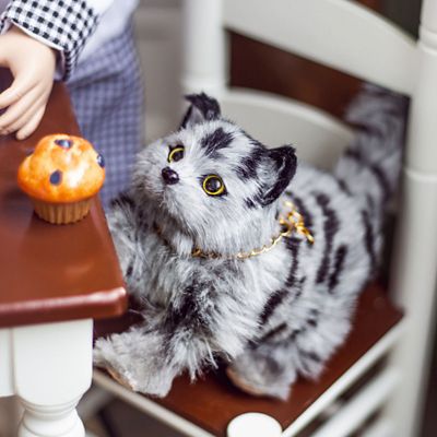 Image showing  Realistic Grey Striped Kitty Cat Pet for 18 in. Dolls