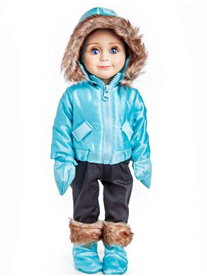 Image showing  Complete 6 pc. Blue Ski Wear Clothes for 18 in. Dolls