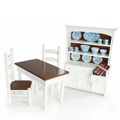 The Queen's Treasures 29 pc. Farmhouse Style Complete Dining Room Set for 18 in. Dolls