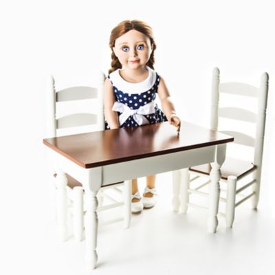 The Queen's Treasures Wooden Kitchen Table And Two Chairs for 18 in. Dolls