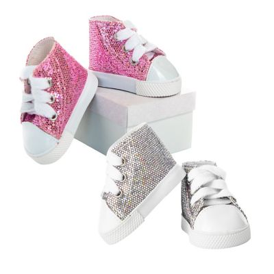 The Queen's Treasures 2 Pair of Glittery Sneaker Shoes for 18 in. Dolls