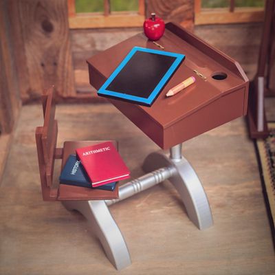 Image showing  1930s Wooden School Desk and School Accessories for 18 in. Dolls