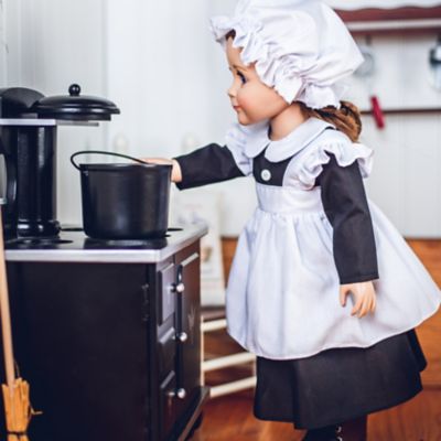 Image showing  6 pc. Kitchen Maid Clothing Outfit with Boots for 18 in. Dolls