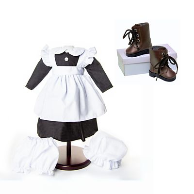 Image showing  6 pc. Kitchen Maid Clothing Outfit with Boots for 18 in. Dolls