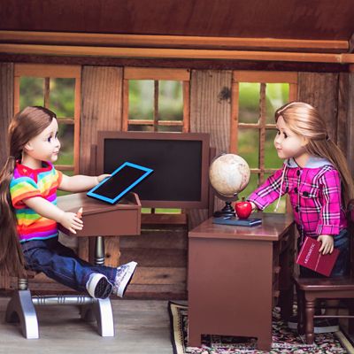 Image showing  18 pc. Vintage Classroom Furniture and Accessory Set for 18 in. Dolls