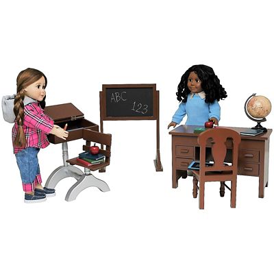 Image showing  18 pc. Vintage Classroom Furniture and Accessory Set for 18 in. Dolls