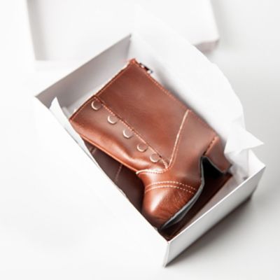 Image showing  1890's Style Brown Boots Plus Shoe Box for 18 in. Dolls