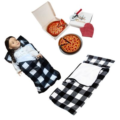 The Queen's Treasures 11 pc. Sleeping Bag Set and Pizza Party for 18 in. Dolls