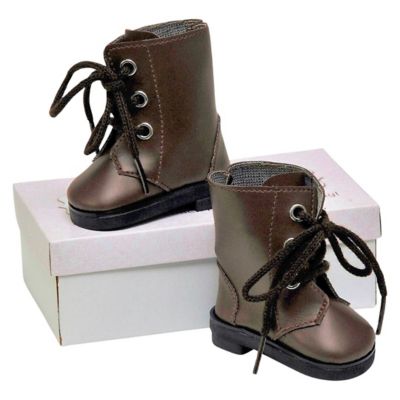 The Queen's Treasures Brown Lace Up Boots and Shoe Box for 18 in. Dolls