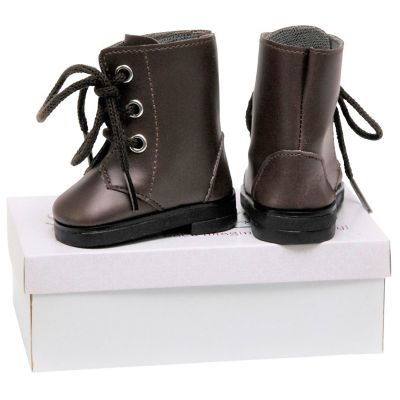 Image showing  Brown Lace Up Boots and Shoe Box for 18 in. Dolls