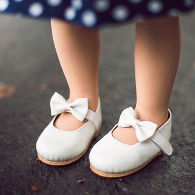 Image showing  White Dress Shoes with Bow Detail and Shoe Box for 18 in. Dolls